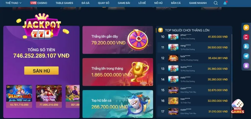 Hình ảnh đa dạng trò chơi tại 888top